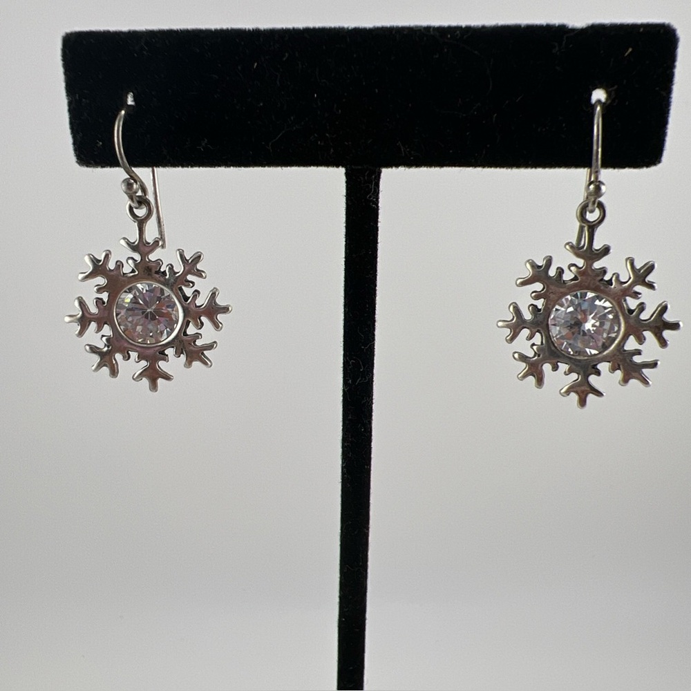 Silpada Snowflake Sterling Silver 925 Cubic Zirconia CZ Earrings W1459 RETIRED